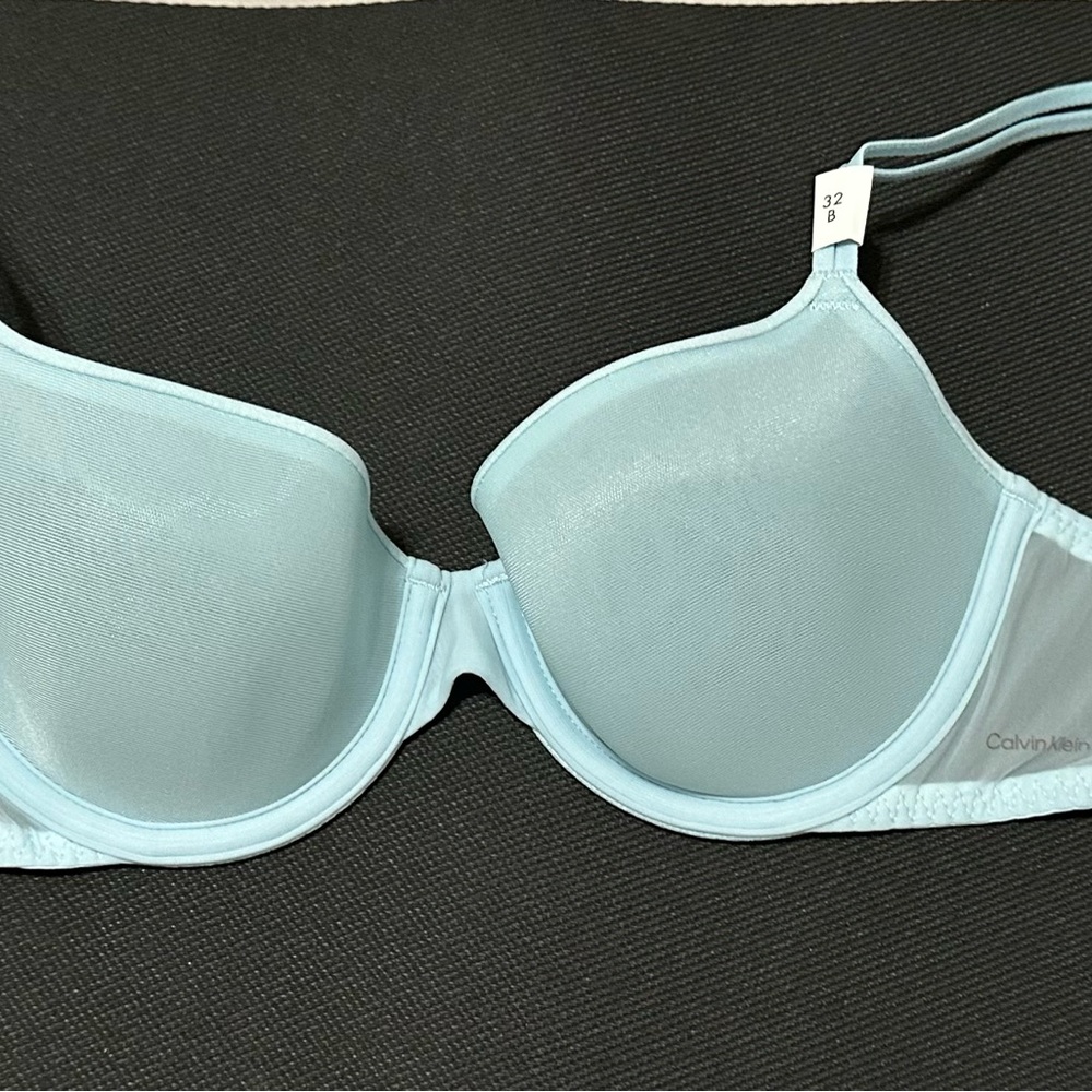 Calvin Klein Sheer Marquisette 32B Blue Bra